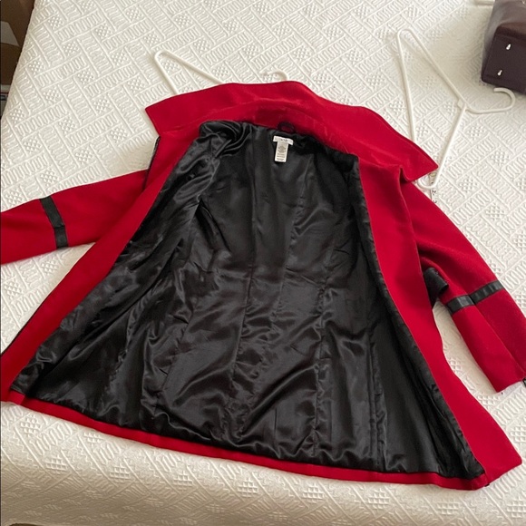 CACHE Wool Red Women's Jacket with Black Accents belted Cache - Picture 6 of 16